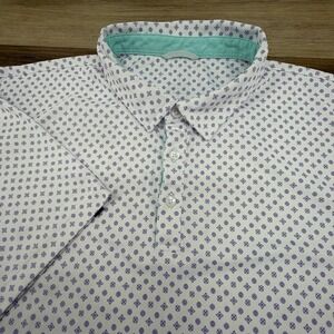 Swannies Golf Polo Shirt Mens XL Extra Large All Over Print White Purple